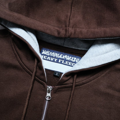 108WAREHOUSE - Cropped Zip Team Logo Hoodie - Brown