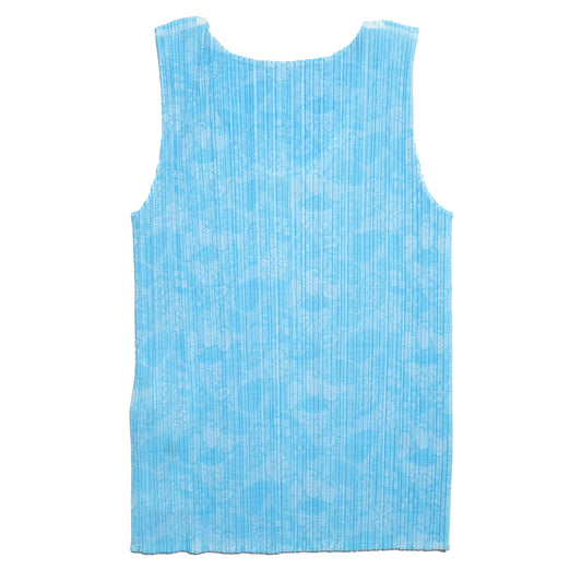 Issey Miyake Pleats Please Blue Sleeveless Top