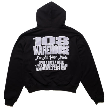 108WAREHOUSE - Cropped Shop Hoodie - Black