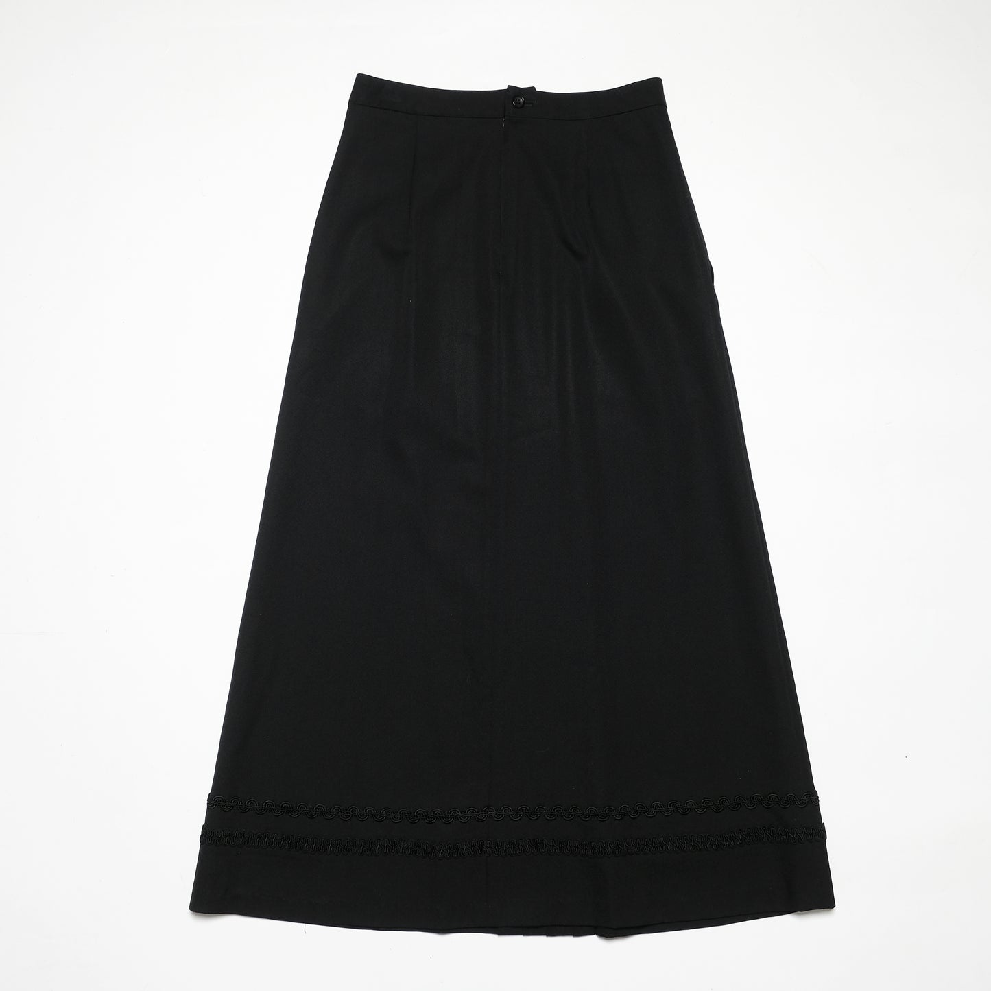 CDG Black Long Skirt Embroidered Hem