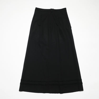 CDG Black Long Skirt Embroidered Hem