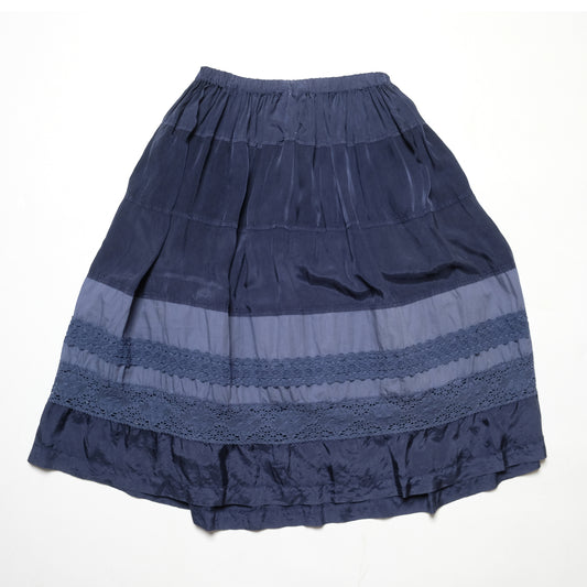 CDG Tricot Navy Mixed Pattern Skirt