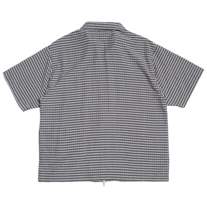 108WAREHOUSE - Seersucker Short Sleeve Zip Shirt - Black/Grey