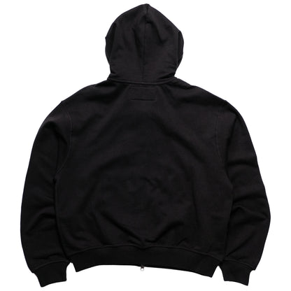 108WAREHOUSE - Cropped Zip Brick Logo Hoodie - Washed Black