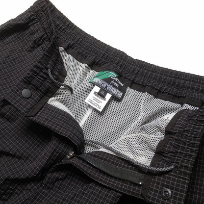 108WAREHOUSE - Plaid Crinkled Nylon Utility Shorts - Black / Blue
