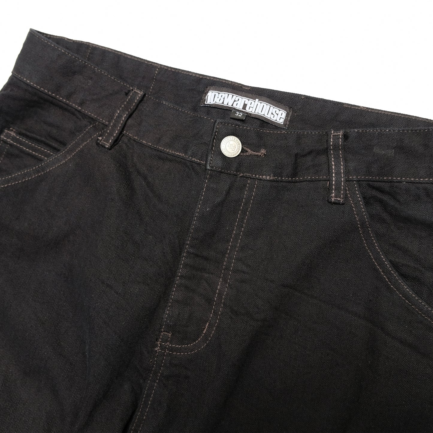 108WAREHOUSE - Baggy Selvedge Denim - Over Dyed Black