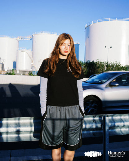 108WAREHOUSE - Two Panel Mesh Shorts - Black / Grey