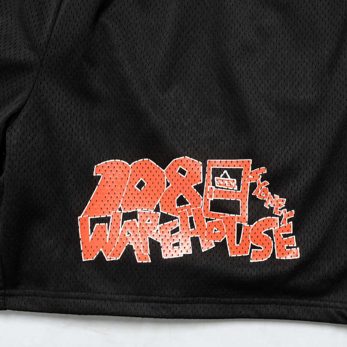 108WAREHOUSE - Orange Door Logo Mesh Shorts - Black