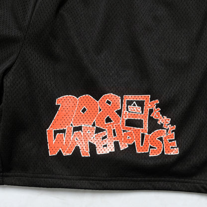 108WAREHOUSE - Orange Door Logo Mesh Shorts - Black
