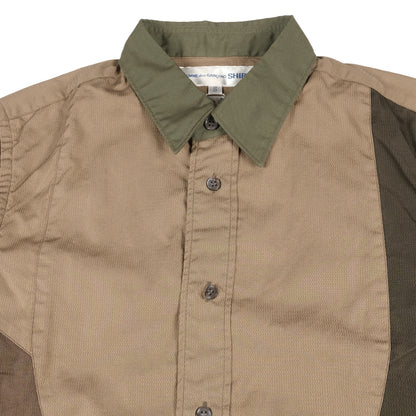 CDG SHIRT Contrast Panelled Brown Shirt
