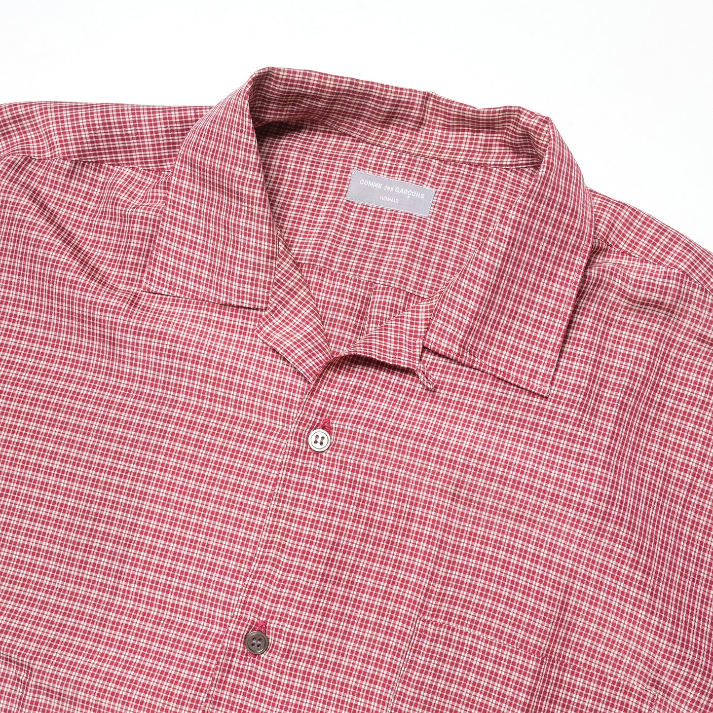 CDG Homme Burgundy Checkered S/S Shirt - 90s