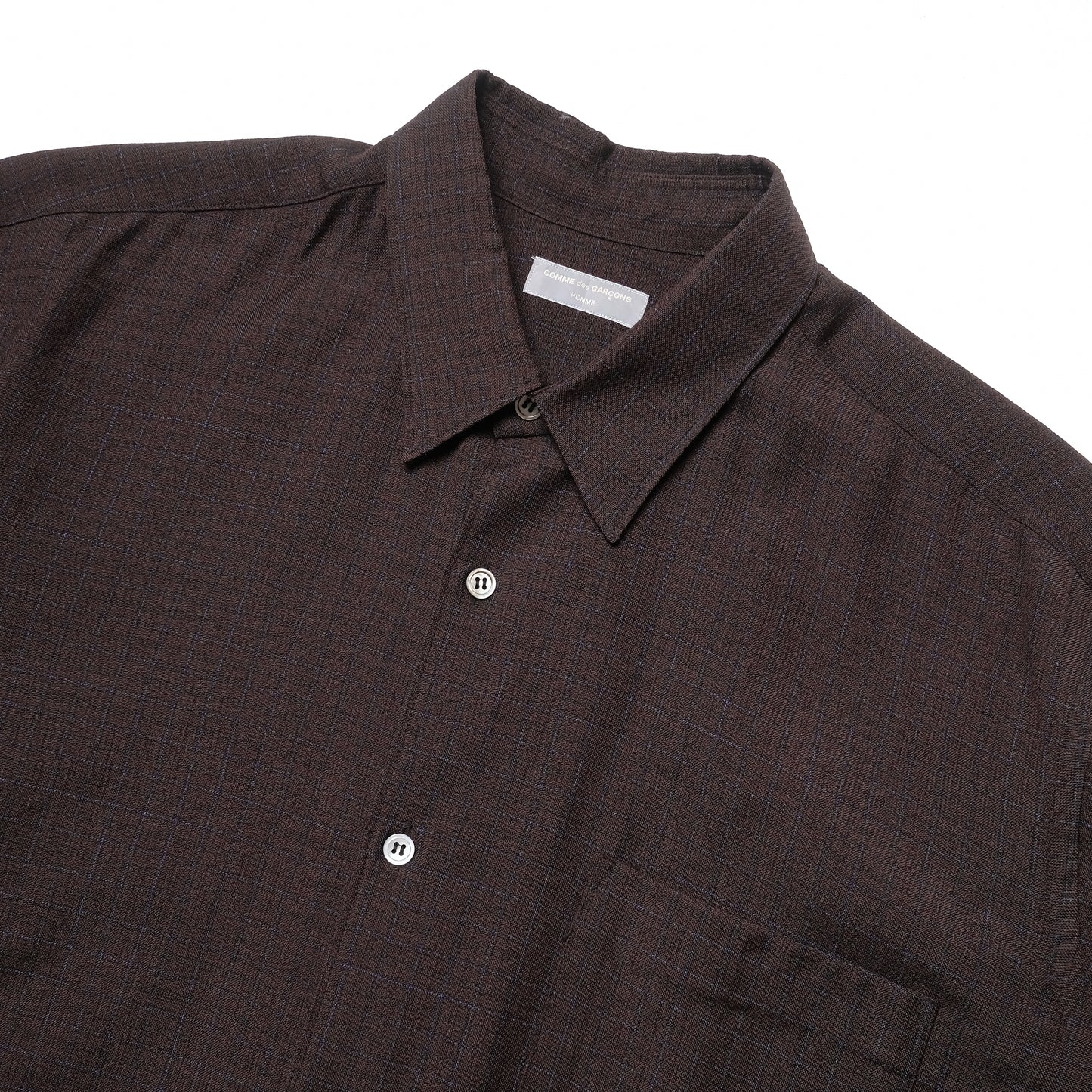 CDG Homme Brown Checkered Wool Shirt - 90s