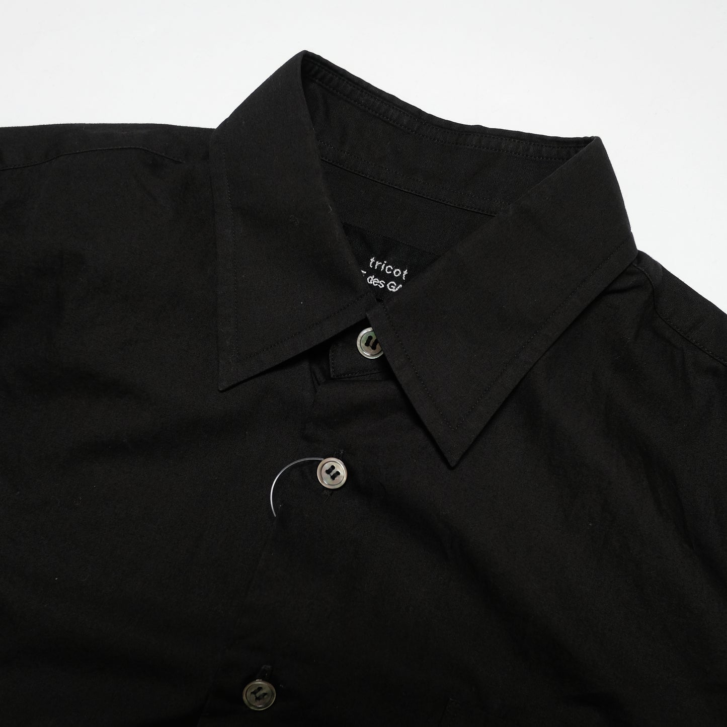 CDG Tricot Black Longsleeve Shirt - Pointed Collar