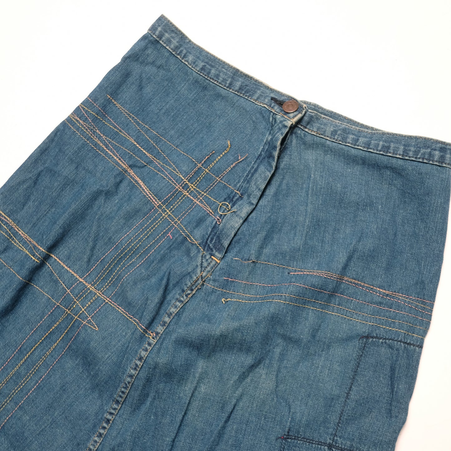 Hysteric Glamour Pleated/ Embroided Denim Skirt