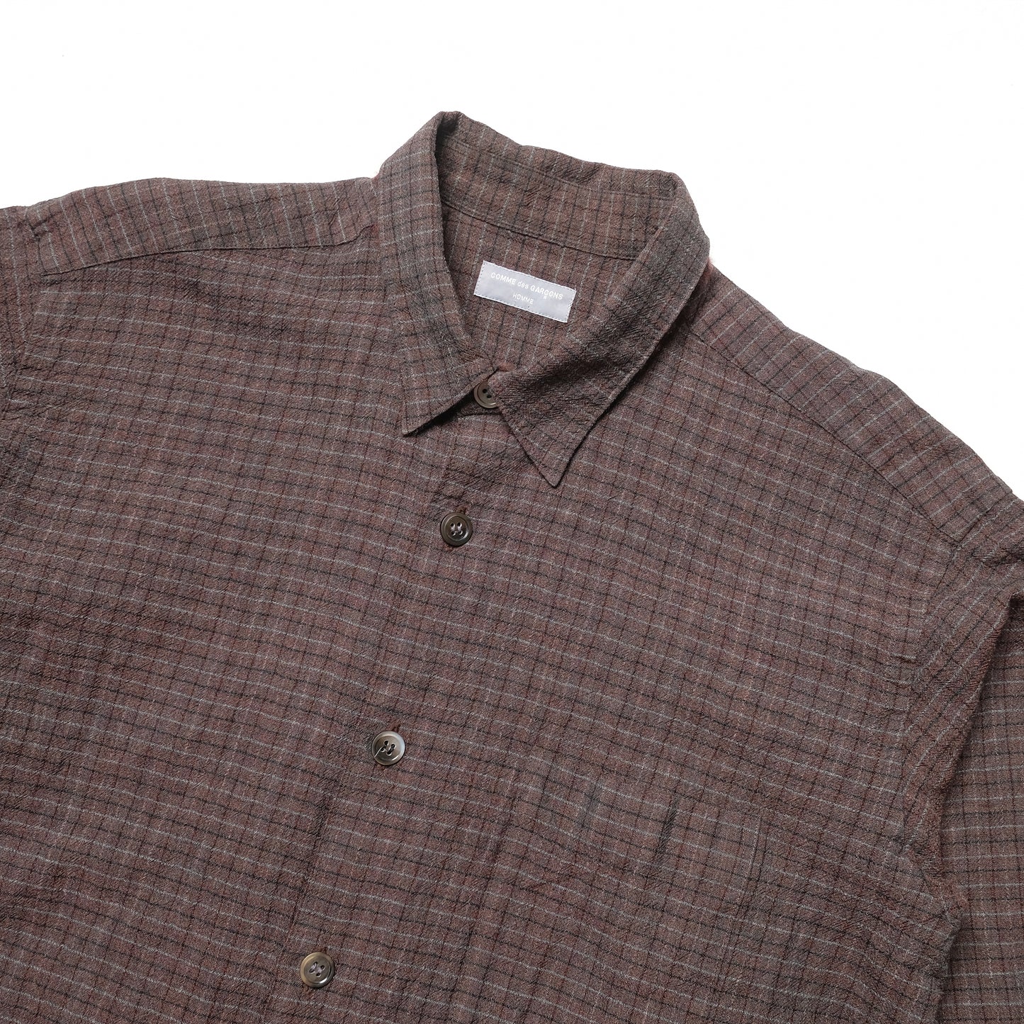 CDG Homme Brown Wool Checkered Shirt - 90s