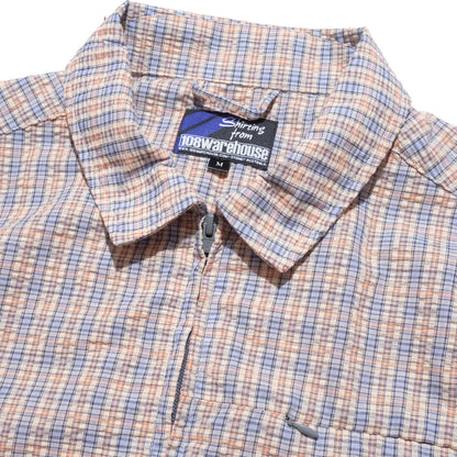 108WAREHOUSE - Seersucker SS Zip Shirt - Apricot Plaid