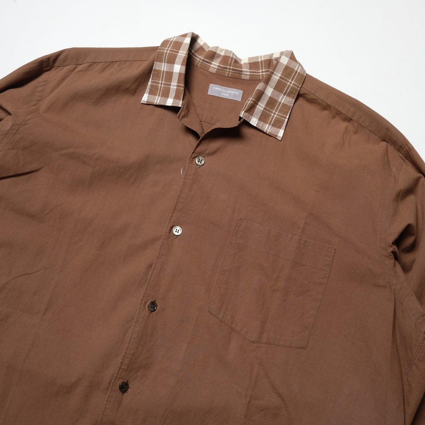 CDG Homme Brown Contrast Collar Shirt - 90s