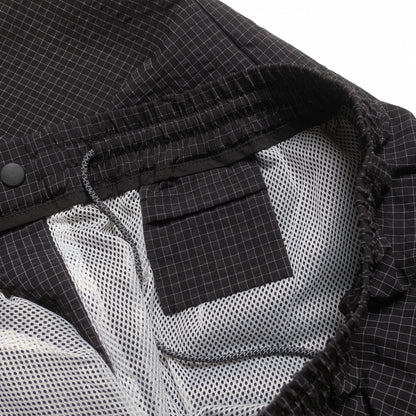 108WAREHOUSE - Plaid Crinkled Nylon Utility Shorts - Black / Blue