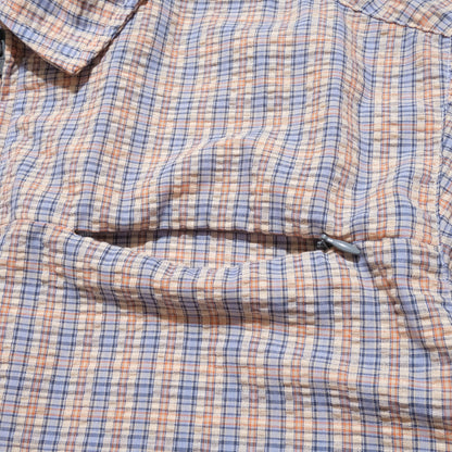 108WAREHOUSE - Seersucker SS Zip Shirt - Apricot Plaid