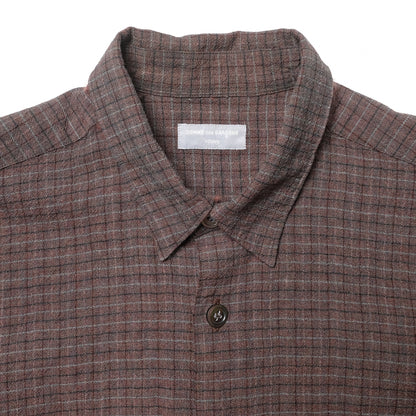 CDG Homme Brown Wool Checkered Shirt - 90s