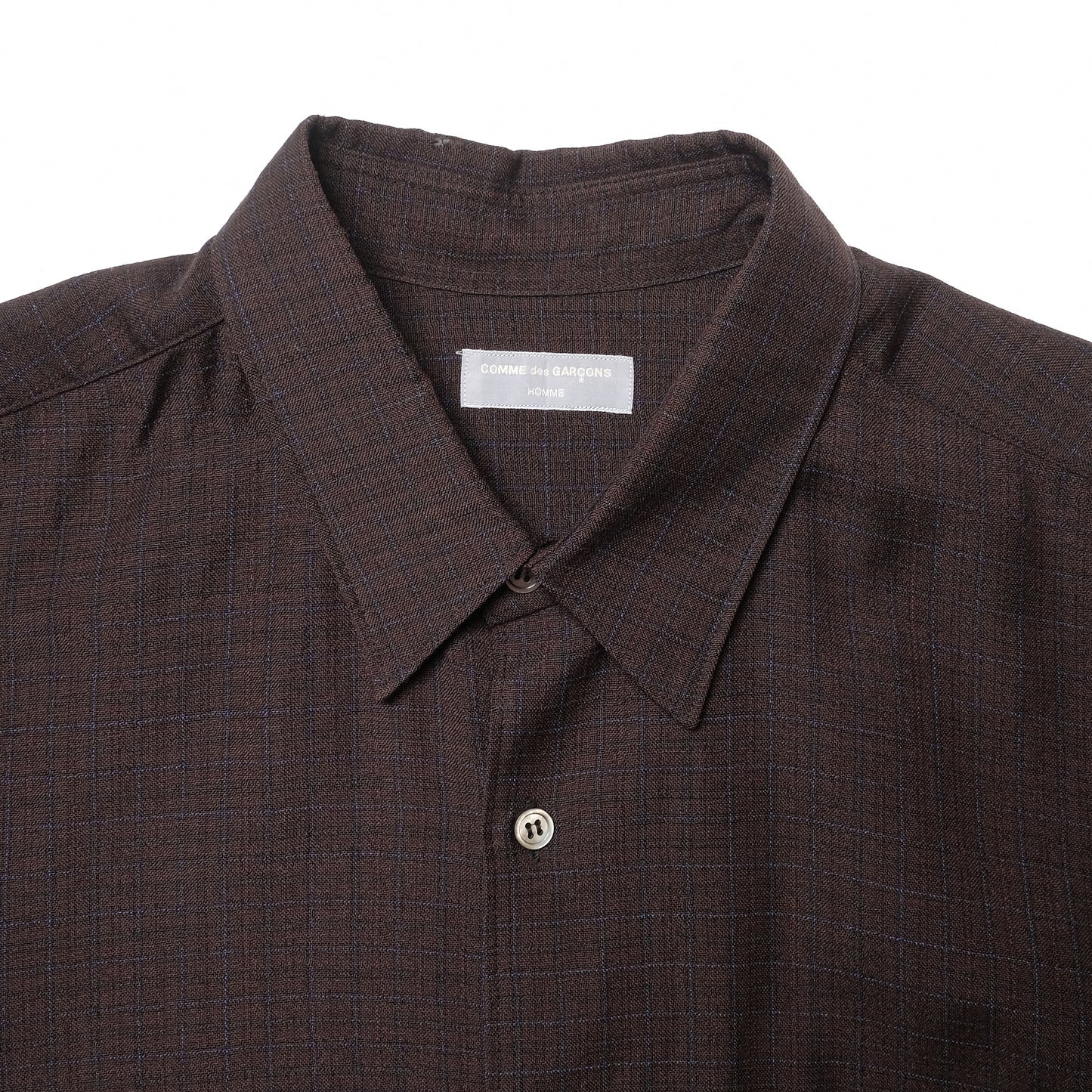 CDG Homme Brown Checkered Wool Shirt - 90s