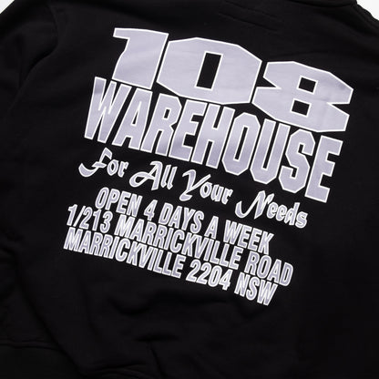 108WAREHOUSE - Cropped Shop Hoodie - Black