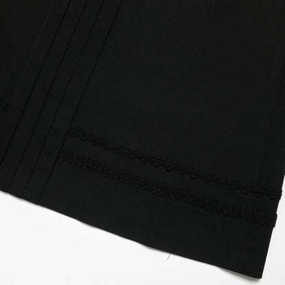 CDG Black Long Skirt Embroidered Hem