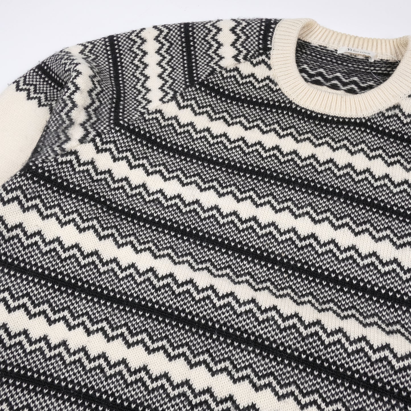 Y's for Men White Nordic Knit Sweater