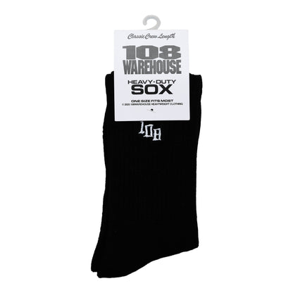 108WAREHOUSE - Classic Crew Socks - Team Logo - Black
