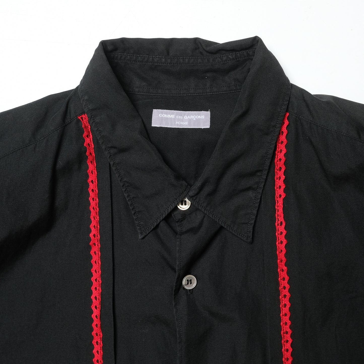 CDG Homme Red Embroidered Rope / Black Shirt - 90s