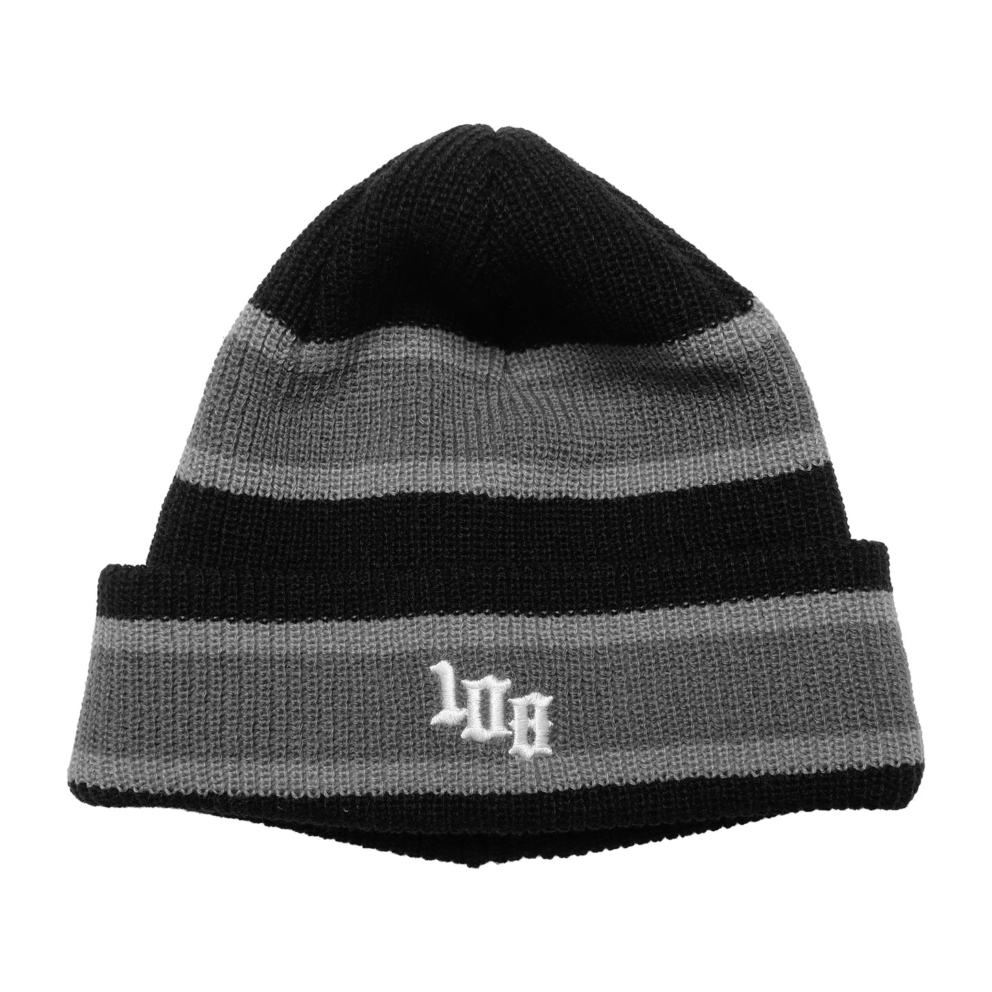 108WAREHOUSE - 2 Stripe Beanie - Black/Grey