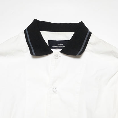 CDG Tricot Contrasted Black Collar White Shirt