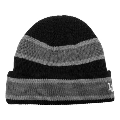 108WAREHOUSE - 2 Stripe Beanie - Black/Grey