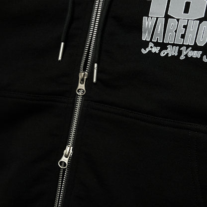 108WAREHOUSE - Cropped Zip Shop Logo Hoodie - Black