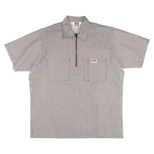 Ben Davis - Short Sleeve Half Zip Stripe (Brown)