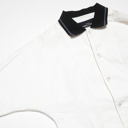 CDG Tricot Contrasted Black Collar White Shirt