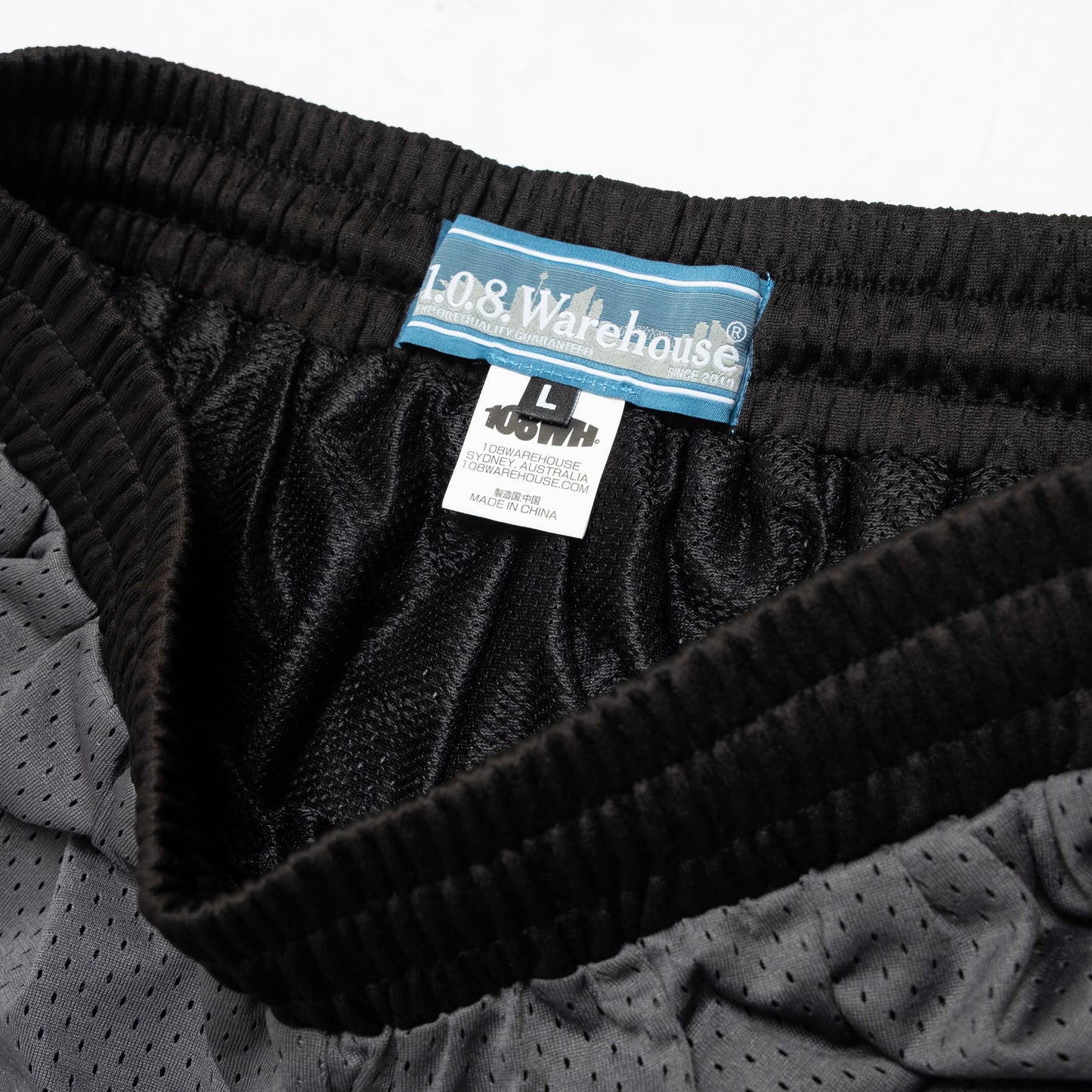 108WAREHOUSE - Two Panel Mesh Shorts - Black / Grey