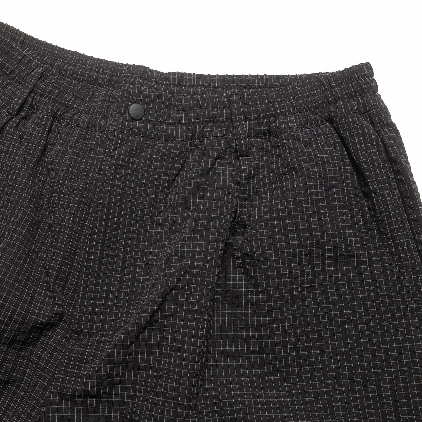 108WAREHOUSE - Plaid Crinkled Nylon Utility Shorts - Black / Blue