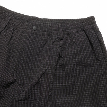 108WAREHOUSE - Plaid Crinkled Nylon Utility Shorts - Black / Blue