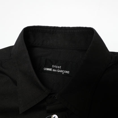 CDG Tricot Black Longsleeve Shirt - Pointed Collar