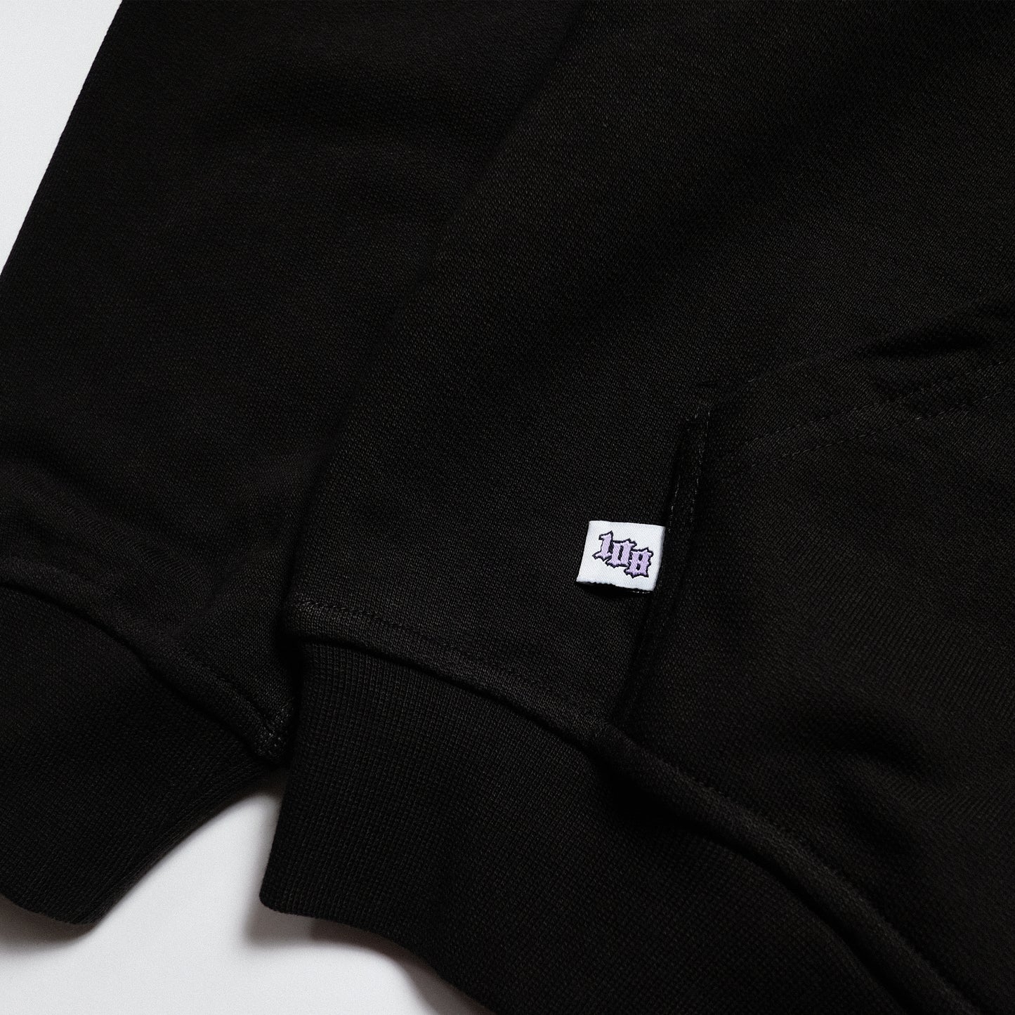 108WAREHOUSE - Cropped Zip Brick Logo Hoodie - Washed Black