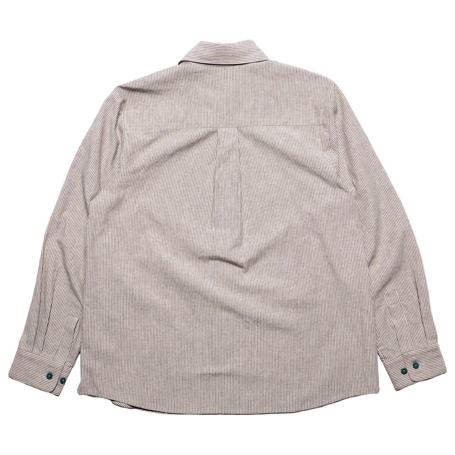 Pseushi - L/S Linen Work Shirt - Grey Stripe