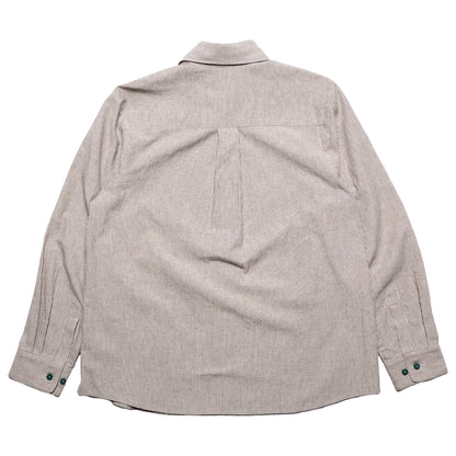 Pseushi - L/S Linen Work Shirt - Grey Stripe