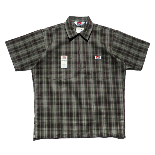 Ben Davis - Short Sleeve Half Zip Plaid (Olive)