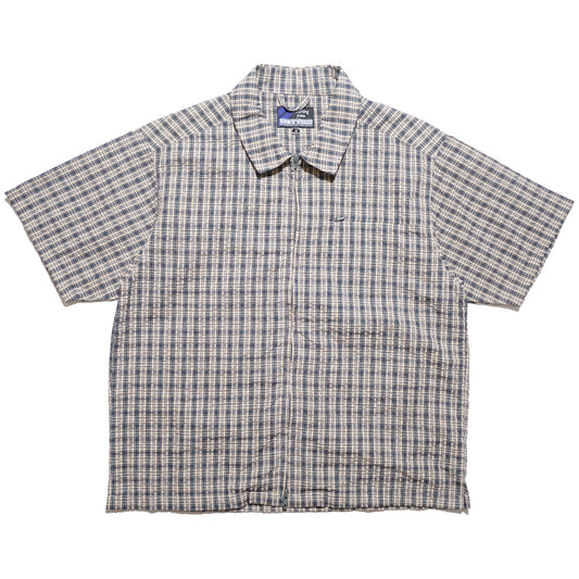108WAREHOUSE - Seersucker SS Zip Shirt - Blueberry Plaid