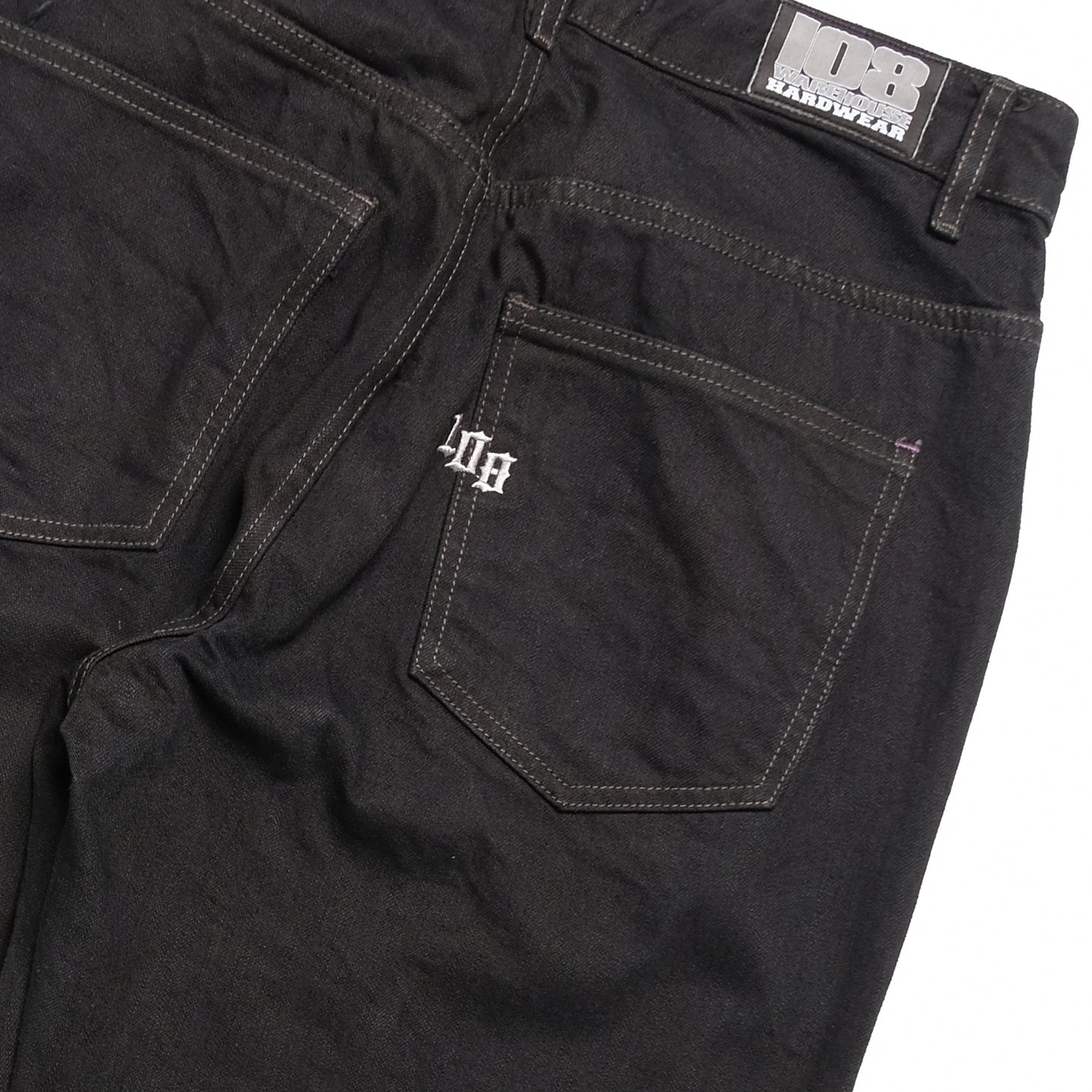 108WAREHOUSE - Baggy Selvedge Denim - Over Dyed Black