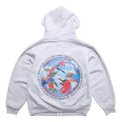 coogidowntothesex - World Wide Cutty Virus Zip Hoodie - Ash Grey