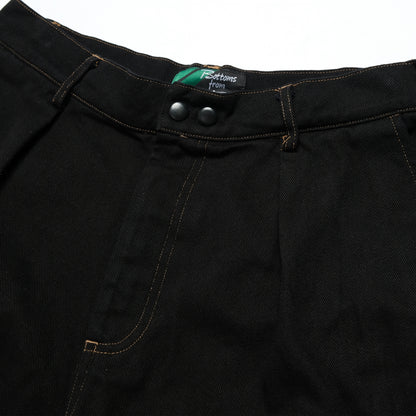 108WAREHOUSE - Big Twill Shorts - Black Over-dyed