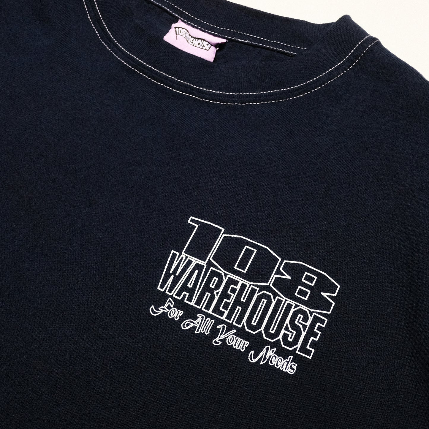 108WAREHOUSE - Navy Dyed Shop T-Shirt - Contrasted