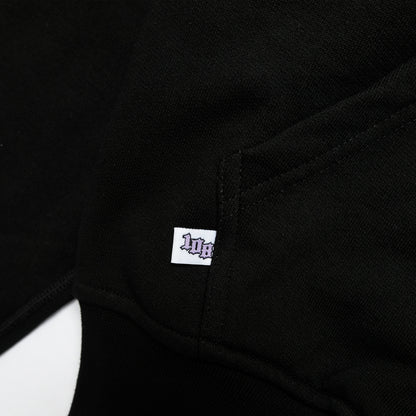 108WAREHOUSE - Cropped Zip Shop Logo Hoodie - Black